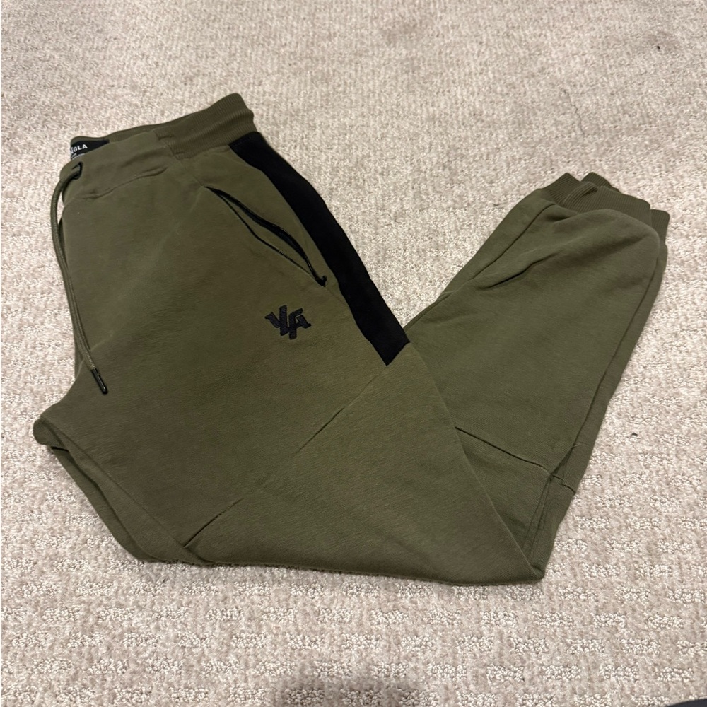 YoungLA Olive Green Joggers with Black Stripe